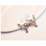 韓國時尚貝殼花鑲鑽保色耳環